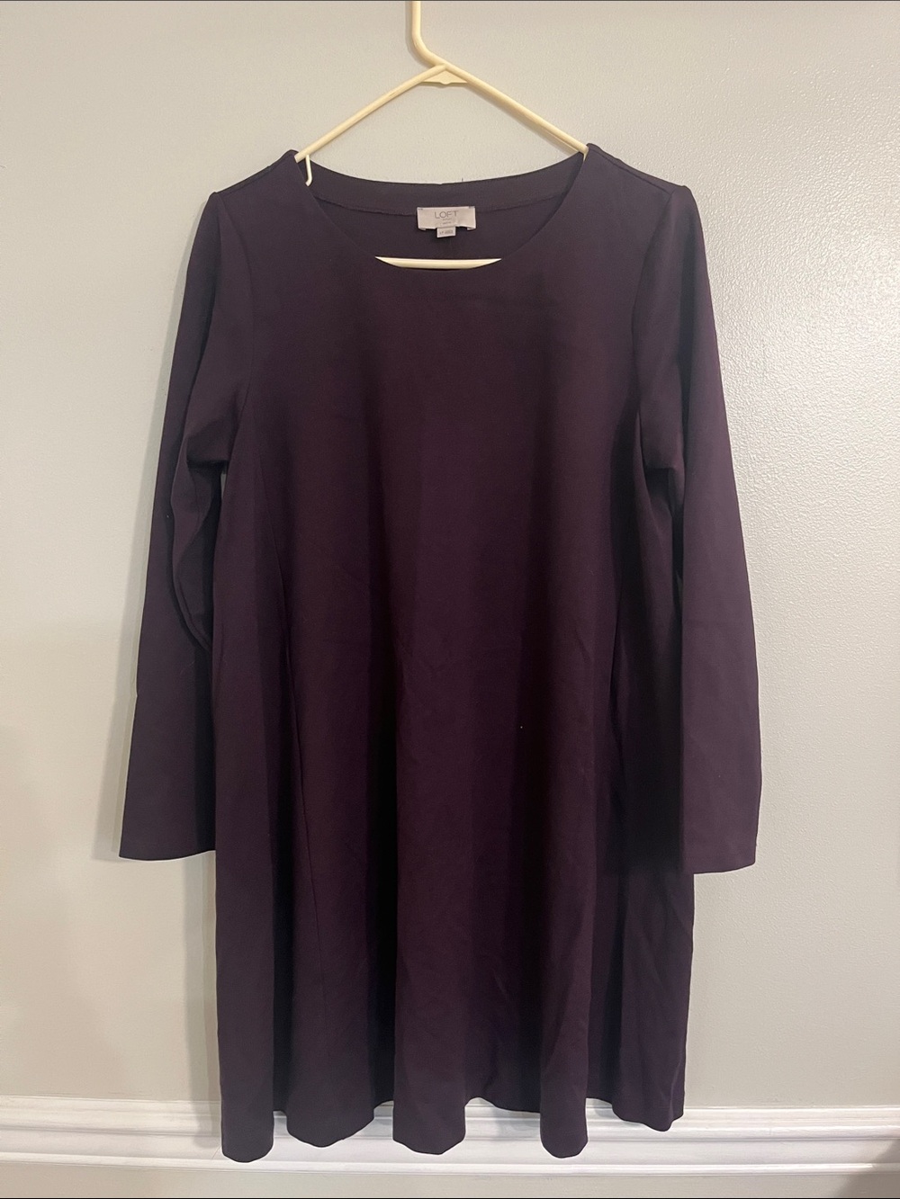 LOFT Outlet Petite Plum A-Line Long Sleeve Dress